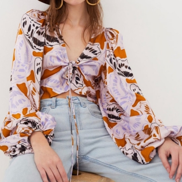 Esmeralda Crop Top in Orange FOR LOVE & LEMONS - Picture 12 of 13